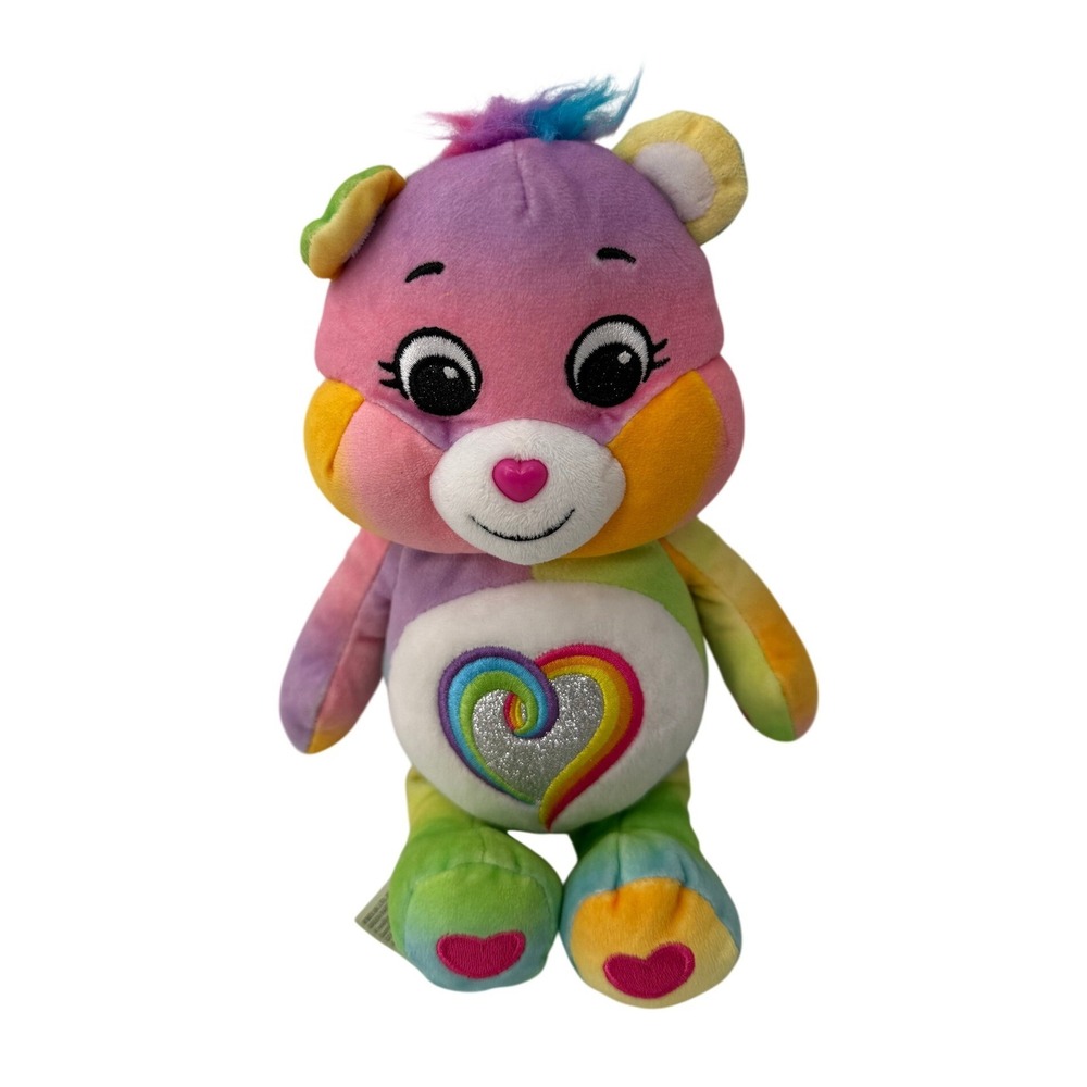 Care Bears Togetherness Bear Plush Rainbow Tie Dye Heart 9" Stuffed Animal Toy